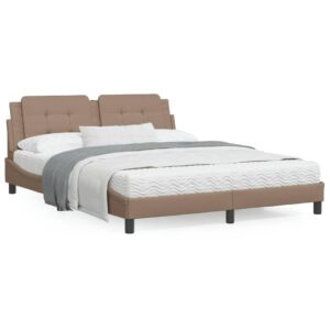 Sengeramme med LED uden madras Zadar 160x200 cm cappuccinofarvet