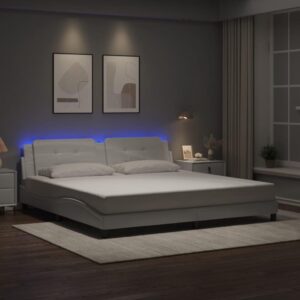 Sengeramme med LED uden madras Zadar 200x200 cm hvid