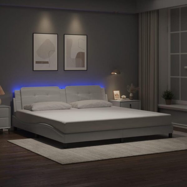 Sengeramme med LED uden madras Zadar 200x200 cm hvid