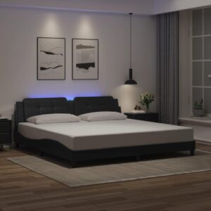 Sengeramme med LED uden madras Zadar 200x200 cm sort