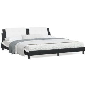 Sengeramme med LED uden madras Zadar 200x200 cm sort og hvid