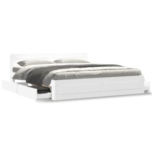 Sengeramme med hovedgærde uden madras Hvid 200x200 cm