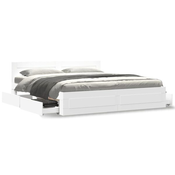 Sengeramme med hovedgærde uden madras Hvid 200x200 cm