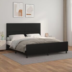 Sengeramme med sengegavl 160x200 cm kunstlæder sort