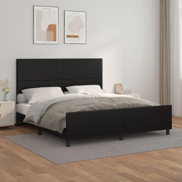 Sengeramme med sengegavl 160x200 cm kunstlæder sort
