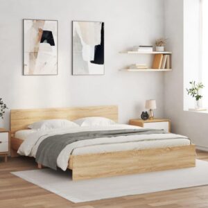 Sengeramme med sengegavl 160x200 cm sonoma-eg