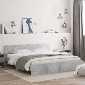 Sengeramme med sengegavl 200x200 cm betongrå