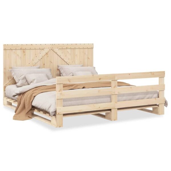 Sengeramme med sengegavl 200x200 cm massivt fyrretræ