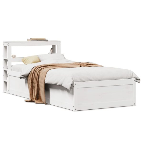 Sengeramme med sengegavl 90x200 cm massivt fyrretræ hvid