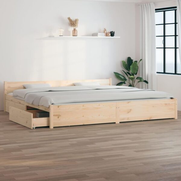 Sengeramme med skuffer 200x200 cm