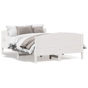 Sengeramme uden madras 120x200 cm massivt fyrretræ hvid