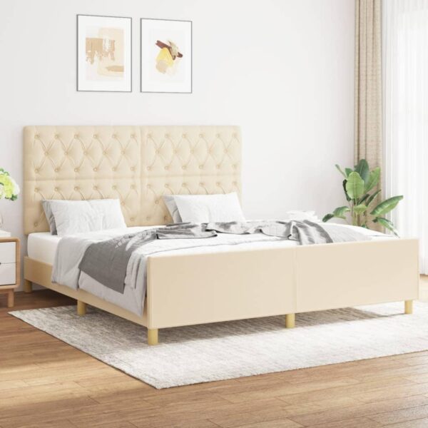 Sengeramme uden madras 160x200 cm stof cremefarvet
