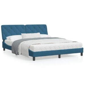 Sengeramme uden madras 160x200 cm velour blå