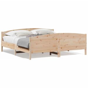 Sengeramme uden madras 200x200 cm massivt fyrretræ