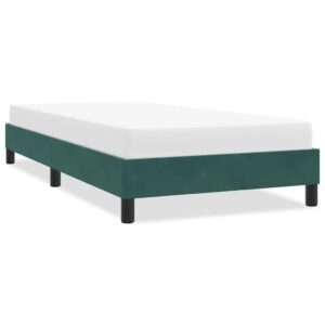 Sengeramme uden madras 90x210 cm fløjl mørkegrøn
