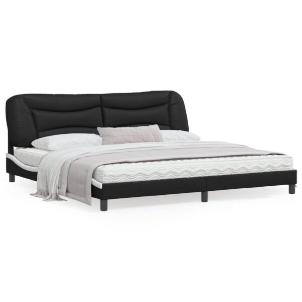 Sengeramme uden madras Hvar 200x200 cm kunstlæder sort og hvid