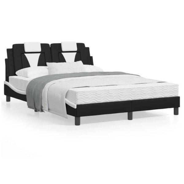 Sengeramme uden madras Viana 140x200 cm kunstlæder sort og hvid