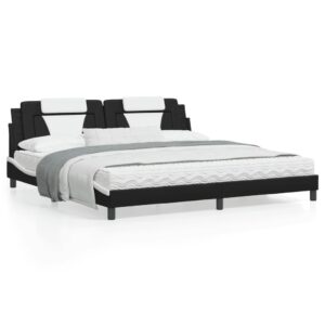 Sengeramme uden madras Viana 200x200 cm kunstlæder sort og hvid
