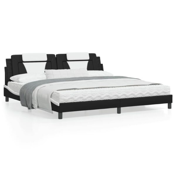 Sengeramme uden madras Viana 200x200 cm kunstlæder sort og hvid