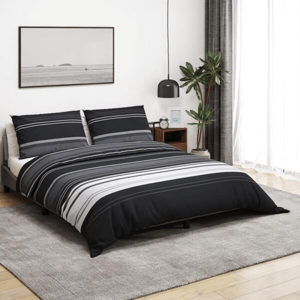 Sengetøj 240x220 cm bomuld sort og hvid
