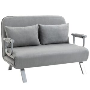 Sovesofa, dobbeltsofa, gæsteseng, inklusive 2 puder, grå