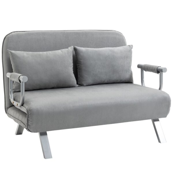 Sovesofa, dobbeltsofa, gæsteseng, inklusive 2 puder, grå