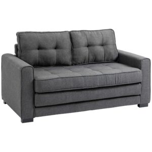 Sovesofa klapsofa 2-personers stof sovesofa med sovefunktion sofasæt linen touch gummitræ grå 147,5 x 75 x 85 cm