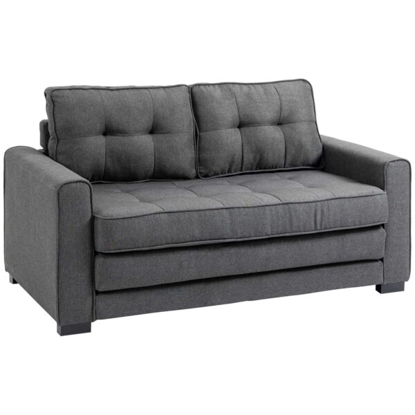 Sovesofa klapsofa 2-personers stof sovesofa med sovefunktion sofasæt linen touch gummitræ grå 147,5 x 75 x 85 cm