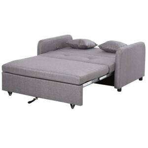 Sovesofa til 2 personer med opbevaring, nem ombygning, fleksibelt design, grå