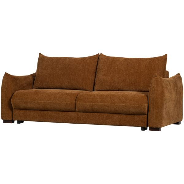 WOOOD Jonne 3 pers. sovesofa - brun chenille stof og træ/plastik
