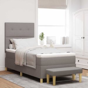 vidaXL Box spring seng med pude Gråbrun 200 x 90 cm Stof