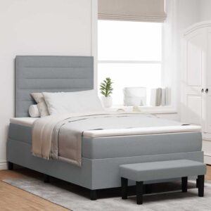 vidaXL Box spring seng med pude Lysegrå 120 x 200 cm Stof