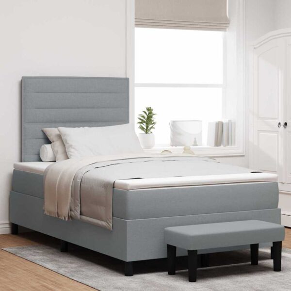 vidaXL Box spring seng med pude Lysegrå 120 x 200 cm Stof