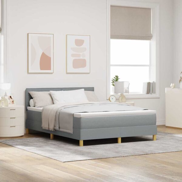 vidaXL Box spring seng med pude Lysegrå 140 x 200 cm Stof