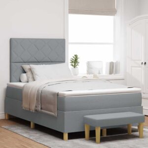 vidaXL Box spring seng med pude Lysegrå 190 x 120 cm Stof