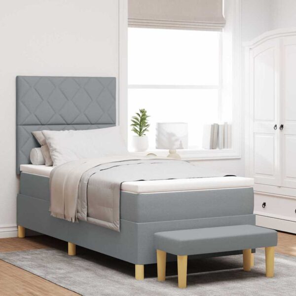 vidaXL Box spring seng med pude Lysegrå 200 x 100 cm Stof
