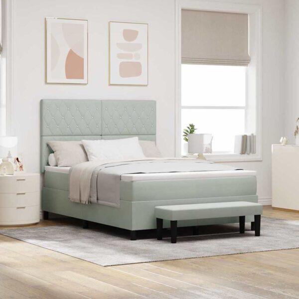 vidaXL Box spring seng med pude Lysegrå 200 x 140 cm Fløjl