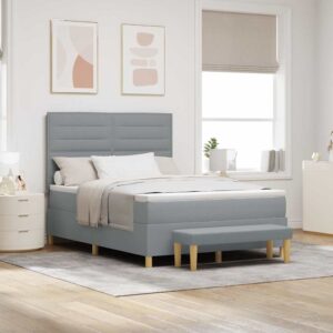 vidaXL Box spring seng med pude Lysegrå 200 x 140 cm Stof