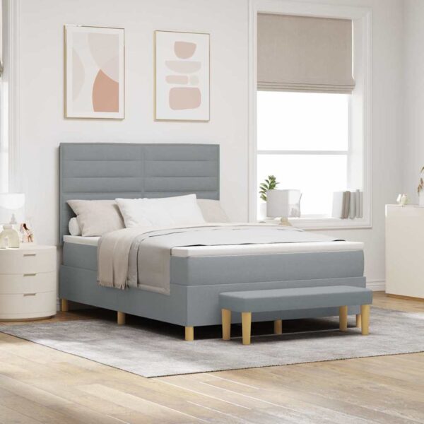 vidaXL Box spring seng med pude Lysegrå 200 x 140 cm Stof
