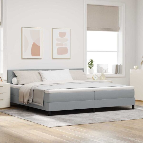 vidaXL Box spring seng med pude Lysegrå 200 x 200 cm Stof