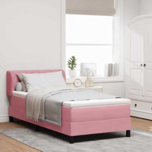 vidaXL Box spring seng med pude Lyserød 100 x 200 cm Fløjl