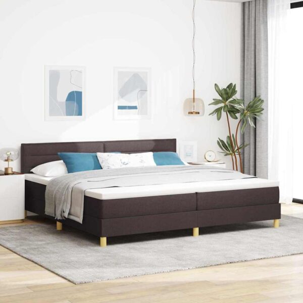 vidaXL Box spring seng med pude Mørk Brun 200 x 200 cm Stof