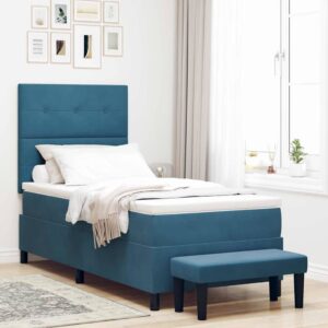 vidaXL Box spring seng med pude Mørkeblå 200 x 100 cm Fløjl
