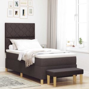 vidaXL Box spring seng med pude Mørkebrun 200 x 100 cm Stof
