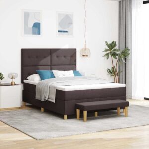 vidaXL Box spring seng med pude Mørkebrun 200 x 140 cm Stof