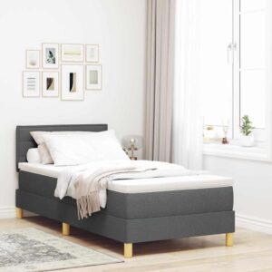 vidaXL Box spring seng med pude Mørkegrå 100 x 200 cm Stof