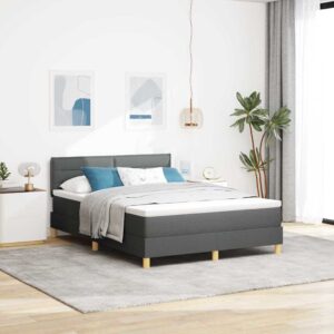 vidaXL Box spring seng med pude Mørkegrå 140 x 190 cm Stof