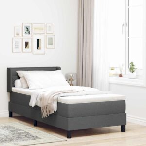 vidaXL Box spring seng med pude Mørkegrå 190 x 90 cm Stof