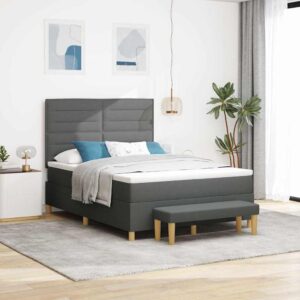 vidaXL Box spring seng med pude Mørkegrå 200 x 160 cm Stof