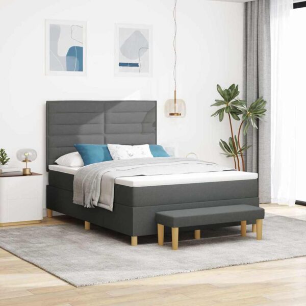 vidaXL Box spring seng med pude Mørkegrå 200 x 160 cm Stof